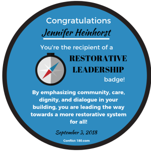 Jennifer Heinhorst restorative leadership badge